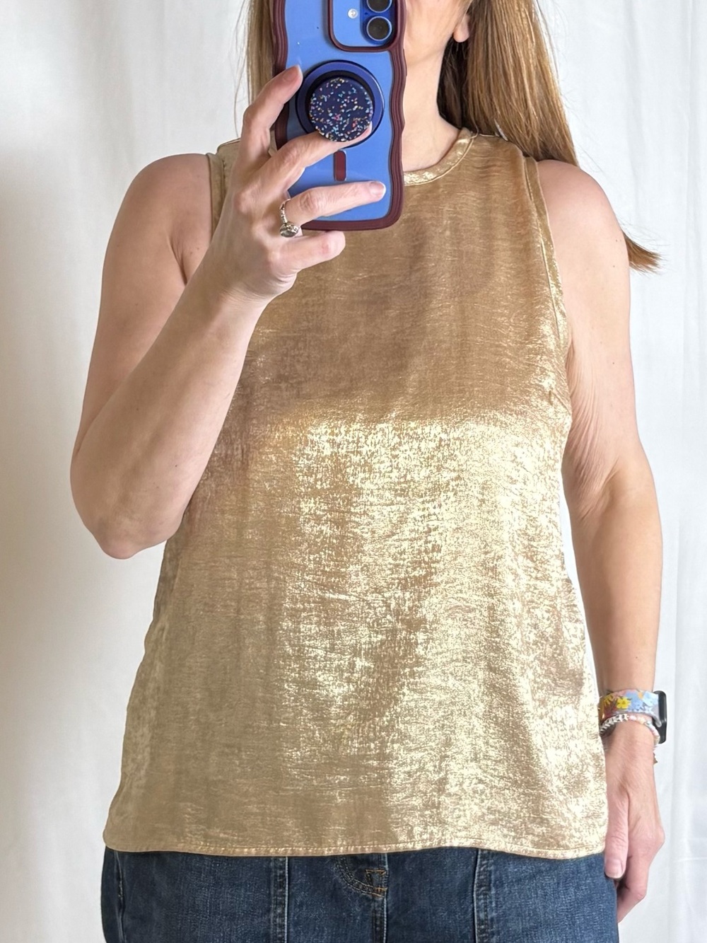 Sleeveless Metallic Gold Tank Top for Women